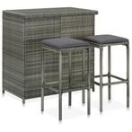 vidaXL 3-delige Barset poly rattan grijs, Huis en Inrichting, Verzenden, Nieuw