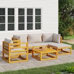 vidaXL 6-delige Loungeset met lichtgrijze kussens massief, Verzenden, Nieuw, Hardhout, Loungeset