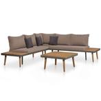 vidaXL 4-delige Loungeset met kussens massief acaciahout, 4 zitplaatsen, Verzenden, Nieuw, Loungeset