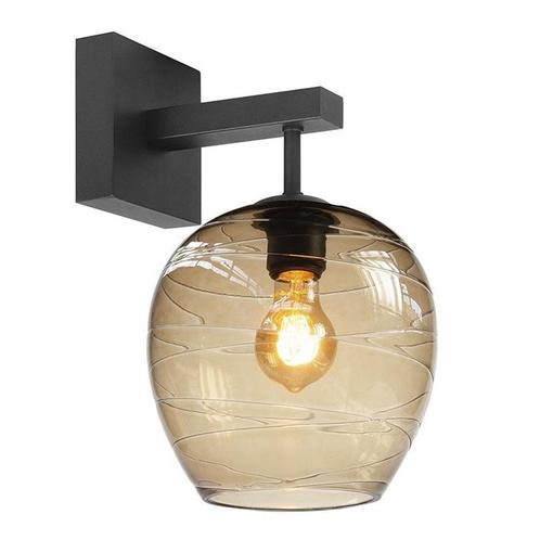 Highlight Wandlamp Glazen lampenkap 22cm Amber E27 Apple, Huis en Inrichting, Lampen | Wandlampen, Glas, Metaal, Ophalen of Verzenden