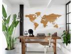 Wooden Amsterdam Wereldkaart - Muurdecoratie - Eikenhout -, Verzenden, Nieuw