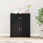 vidaXL Dressoir met lade Zwart Eiken 60 x 31 x 70 cm Bewerkt, Verzenden, Nieuw, Overige houtsoorten, Minder dan 50 cm