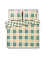 051 Dekbedovertrek 140x200/220cm flanel ruiten groen-beige, Verzenden, Nieuw, Groen
