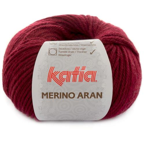 Katia Merino Aran - 23 donker wijnrood - Merinogaren, Hobby en Vrije tijd, Breien en Haken, Ophalen of Verzenden