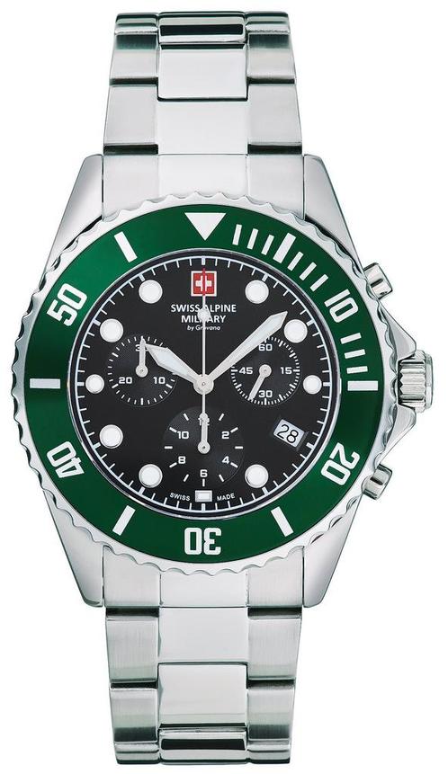 Swiss Alpine Military 7053.9133 Master Diver Chrono horloge, Sieraden, Tassen en Uiterlijk, Horloges | Heren, Staal, Nieuw, Staal