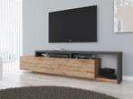 TV-Meubel Mat zwart / Eiken antraciet Wit | TV kast met lade
