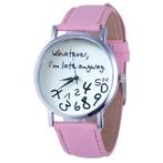 Fako® - Horloge - Whatever, Im Late Anyway - Roze, Sieraden, Tassen en Uiterlijk, Horloges | Dames, Verzenden, Nieuw