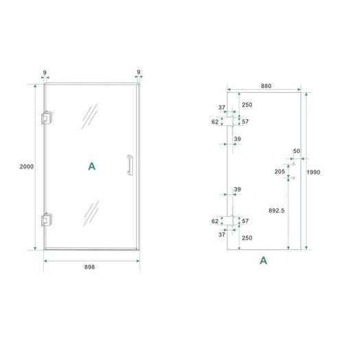 Glas Voor Nisdeur Wiesbaden Less 90x200 cm 8 mm Nano Helder, Doe-het-zelf en Verbouw, Sanitair, Ophalen of Verzenden