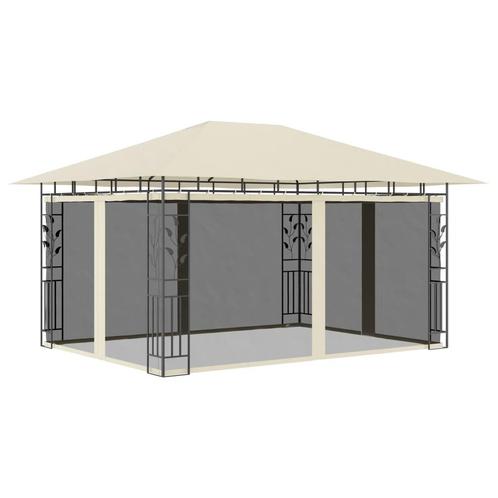 vidaXL Prieel met klamboe 180 g/m² 4x3x2,73 m crème, Tuin en Terras, Partytenten, Nieuw, Verzenden