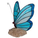 Tiffany vlinderlamp – Blauw &amp; Turquoise Glas – H 24 cm, Verzenden, Nieuw