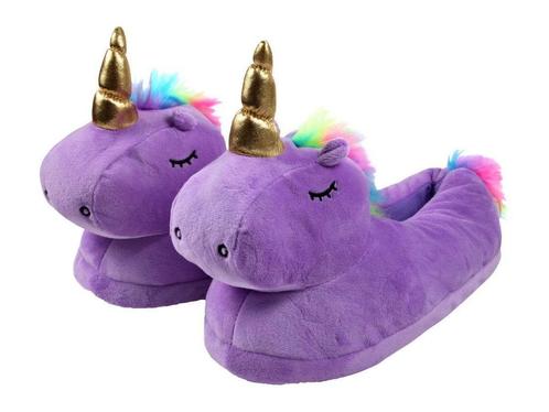 Eenhoorn pantoffels voor jong en oud - paars - universele..., Kleding | Heren, Schoenen, Overige kleuren, Nieuw, Pantoffels of Sloffen
