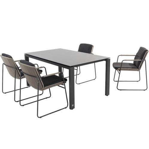 Goa Parma dining tuinset 160x95xH75 cm 5 delig HPL, Tuin en Terras, Tuinsets en Loungesets, Nieuw, Ophalen of Verzenden