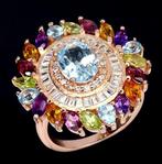 Zonder Minimumprijs - Ring Zilver Topaas - Peridot, Garnet,, Nieuw