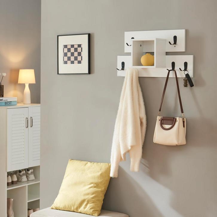 Wandkapstok Vänd 32x60x14 cm wit en zwart [en.casa], Huis en Inrichting, Kasten | Kledingkasten, Verzenden