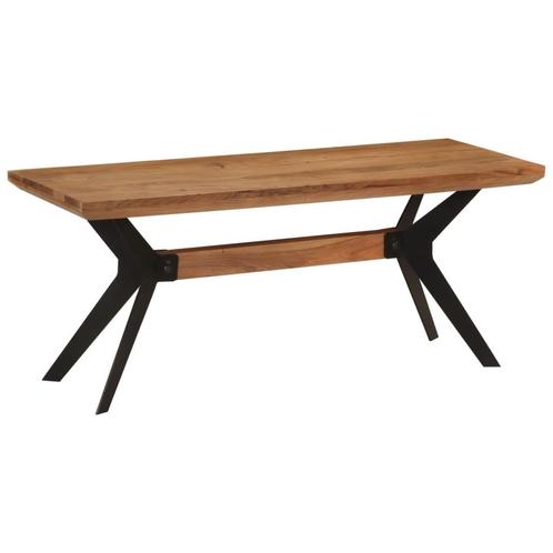 vidaXL Eetkamerbank 110x40x46 cm massief acaciahout en staal, Huis en Inrichting, Tafels | Eettafels, Nieuw, Verzenden