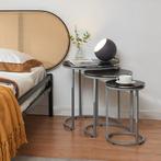 [en.casa] Bijzettafel Bornholm set van 3 rond marmer zwart e, Huis en Inrichting, Tafels | Bijzettafels, Verzenden, Nieuw