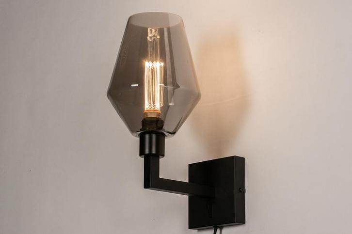 Rietveld Wandlampen - Zwart, Grijs - Glas, Metaal, Huis en Inrichting, Lampen | Wandlampen, Verzenden