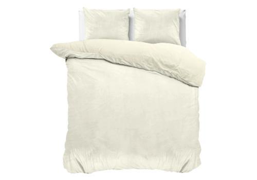 Sleeptime Velvet Uni Dekbedovertrek Creme - 140 x 220 + 1 x, Huis en Inrichting, Slaapkamer | Beddengoed