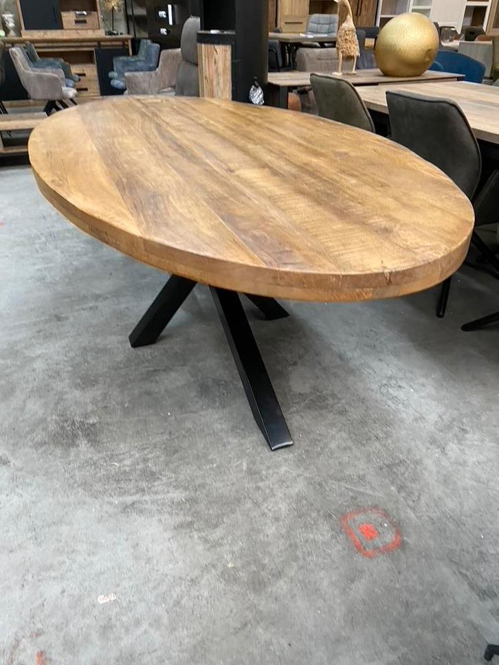 Daan eettafel, mangohout (nieuw, A-keuze), Huis en Inrichting, Tafels | Eettafels, Nieuw, Overige houtsoorten, Metaal