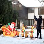 Opblaasbare Kerstdecoratie, Kerstman In Rendierslee, Polyest, Diversen, Kerst, Verzenden, Nieuw