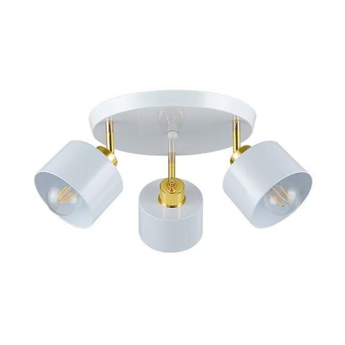 Opbouw Plafondspot | 3-Voudig met kap | Wit - Goud | E27, Huis en Inrichting, Lampen | Spots, Led, Nieuw, Plafondspot of Wandspot