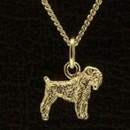 Gouden Russian Terrier zwart ketting hanger - klein, Verzenden, Nieuw