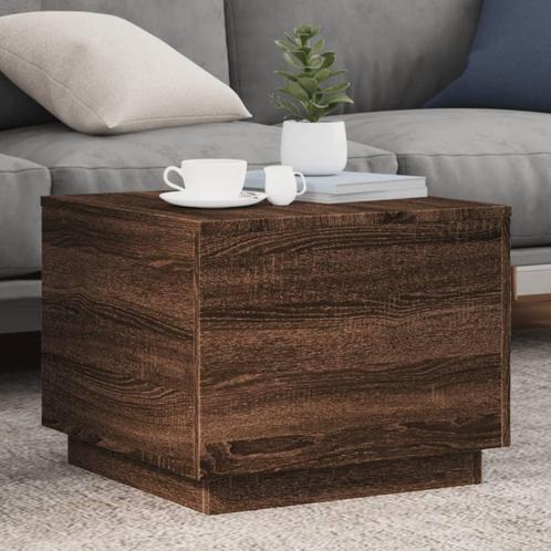 vidaXL Salontafel met LED-verlichting 50x50x40 cm bruin, Huis en Inrichting, Tafels | Salontafels, 50 tot 100 cm, Nieuw, Overige houtsoorten
