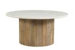 Ronde Salontafel Brix Nova White | Ø70 cm | Marmer &amp; Mango, Ophalen, Nieuw