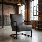 Leren fauteuil Lodge - Toledo Antracite (donkergrijs), Huis en Inrichting, Fauteuils, Industrieel, Modern, Scandinavisch, Nieuw