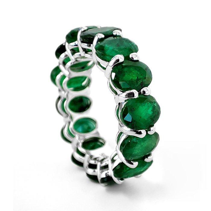 Ring - 14 karaat Witgoud - 10.75ct. tw. Smaragd, Sieraden, Tassen en Uiterlijk, Ringen