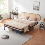 Metalen bed Linköping met matras 160x200 cm zwart en rotan l, Huis en Inrichting, Slaapkamer | Bedden, Verzenden, Nieuw