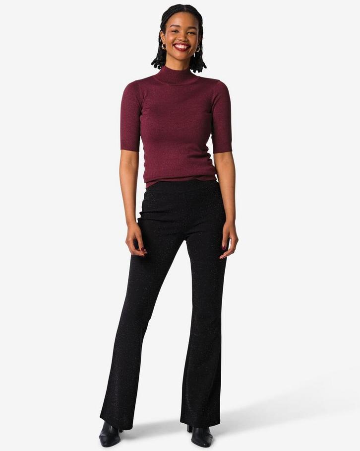 HEMA Damesbroek flared glitter zwart, Kleding | Dames, Overige Dameskleding, Nieuw, Verzenden