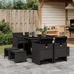 vidaXL 9-delige Tuinset poly rattan zwart, Nieuw, 8 zitplaatsen, Tuinset, Verzenden