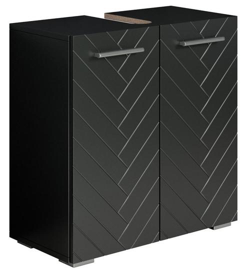 Wastafelkast Jupiter 60 x 30 cm Zwart Visgraat Badmeubel, Huis en Inrichting, Badkamer | Badkamermeubels, Nieuw, Wastafelkast