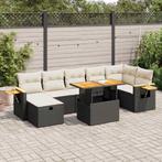 vidaXL 5-delige Loungeset met kussens poly rattan zwart, Tuin en Terras, Verzenden, Nieuw, Rotan, Loungeset