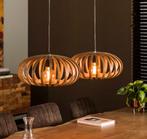Hanglamp Stripes - Dimbaar - Mango Hout Naturel - Nieuw 2024, Huis en Inrichting, Lampen | Hanglampen, Nieuw, Kunststof, 75 cm of meer