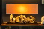 Unieke drijfhout tafellamp PURE UNIQUE 80cm beige met linnen, Huis en Inrichting, Lampen | Tafellampen, Nieuw, Ophalen of Verzenden