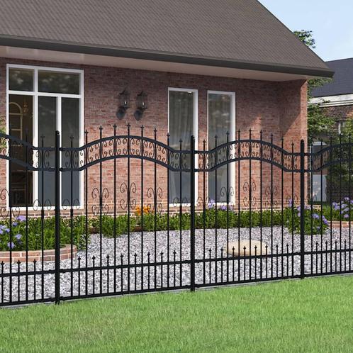 vidaXL Tuinhek met spijlpunten 165 cm gepoedercoat staal, Tuin en Terras, Schuttingen, Nieuw, IJzer, Verzenden