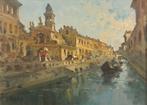 Giuseppe Riva (1861-1948) - Vecchia Milano il Naviglio, Antiek en Kunst