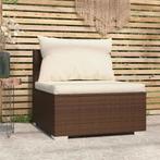 vidaXL Tuinmiddenbank met kussens poly rattan bruin, Verzenden, Nieuw, Rotan