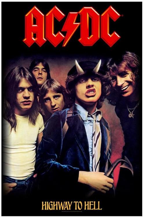 AC/DC - Highway to Hell Textielposter officiële merchandise, Verzamelen, Muziek, Artiesten en Beroemdheden, Poster, Artwork of Schilderij