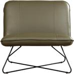 Olijfgroene leren fauteuil zonder armleuning |  olijfgroen l, Huis en Inrichting, Fauteuils, Nieuw, Ophalen of Verzenden, 75 tot 100 cm