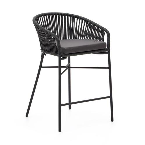 *WOONWINKEL* Kave Home Yanet Tuin Barstoel Touw Met Kussen Z, Tuin en Terras, Tuinsets en Loungesets, Nieuw, Verzenden