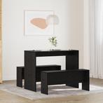 vidaXL Eetkamerset 2 pcs Zwart eiken 97 x 47 x 75 cm Bewerkt, Huis en Inrichting, Verzenden, Nieuw