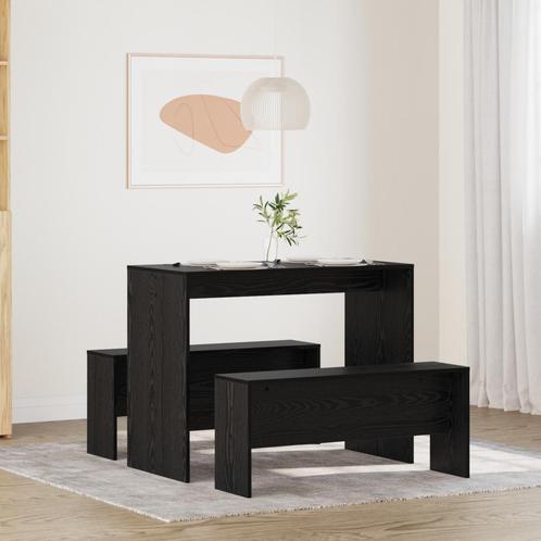 vidaXL Eetkamerset 2 pcs Zwart eiken 97 x 47 x 75 cm Bewerkt, Huis en Inrichting, Complete eetkamers, Nieuw, Verzenden
