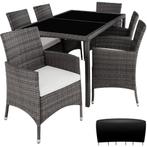 Wicker zitgroep Porto 6+1 met beschermhoes - grijs/wit, Tuin en Terras, Tuinsets en Loungesets, Verzenden, Nieuw