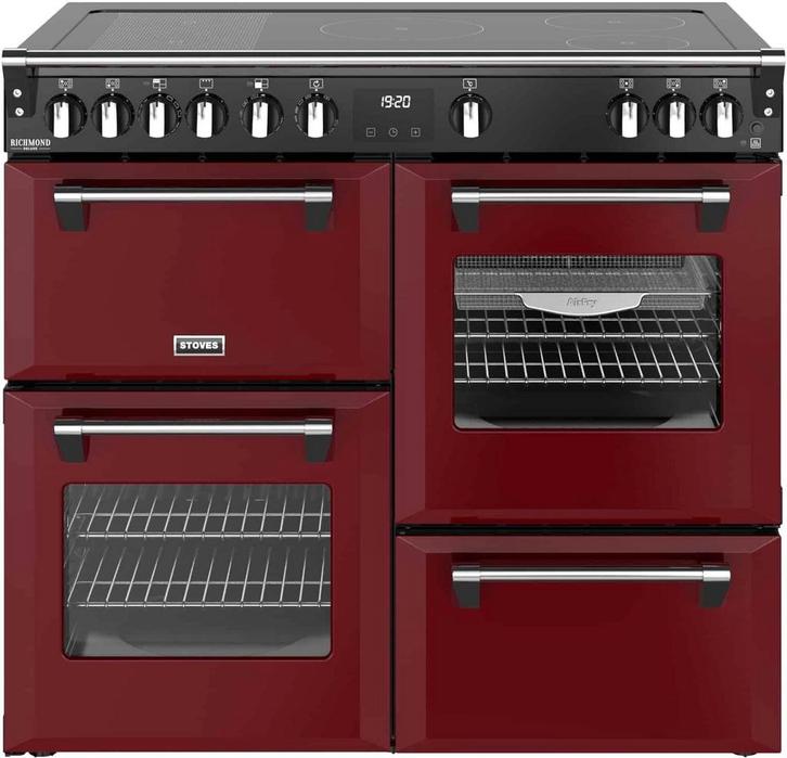 Stoves Richmond 100 Ei DX RTY inductie fornuis - garnet red, Witgoed en Apparatuur, Fornuizen, 60 cm of meer, Vrijstaand, 5 kookzones of meer