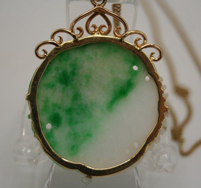 Halsketting - 14 karaat Geel goud, Goud 14K Jade, Sieraden, Tassen en Uiterlijk, Kettingen