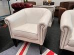 Chesterfield Maarssen !!! Wit leren Chesterfield Club Chair, Huis en Inrichting, Fauteuils, Ophalen, Zo goed als nieuw, Leer, CHESTERFIELD
