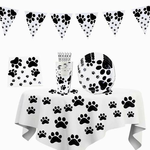 Katten party decoratie set XL 62-delig zwart-wit, Dieren en Toebehoren, Katten-accessoires, Nieuw, Verzenden